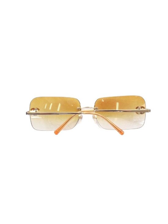 Chanel Sunglasses Metal Frame Rimless CC Logo Orange Lens Line Stone Decoration main image 5